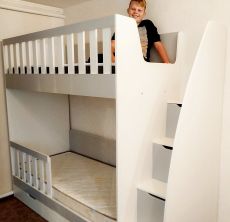 Детская двухъярусная кроватка-трансформер, 18мм Twins White / Gray